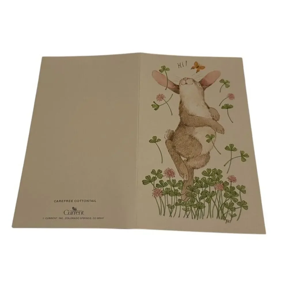 Stationary VTG Woodland Animal‎ Fold Over Card Bunny Rabbit Baby Fawn Snail Mail